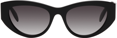 Alexander Mcqueen Black Seal Logo Sunglasses In 001 Shiny Black