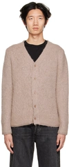 Ami Alexandre Mattiussi V-neck Brushed-knit Cardigan In Beige/250