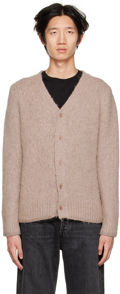 Ami Alexandre Mattiussi V-neck Brushed-knit Cardigan In Neutrals