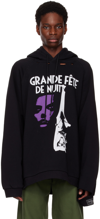 Raf Simons Grand Fete Oversize Cotton Jersey Hoodie In Black