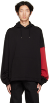 424 Contrast Panel Sleeve Cotton-jersey Hoody In 99 Black