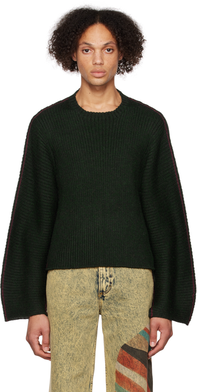 Eckhaus Latta Black & Green Ash Sweater In Spruce