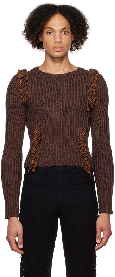 Eckhaus Latta Burgundy Rope Sweater In Oxblood