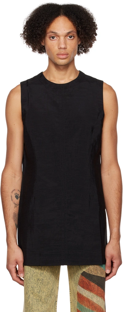 Eckhaus Latta Black Crewneck Tank Top In Sport Black