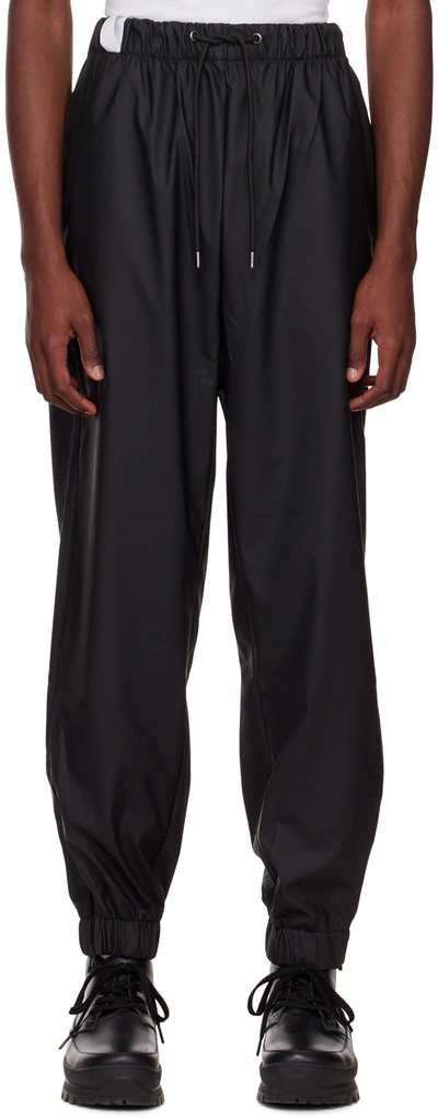 Rains Black Vented Lounge Pants In 01 Black