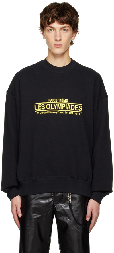 Song For The Mute 'les Olympiades' Print Gym Pullover Sweatshirt In Black
