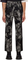 Feng Chen Wang Black Paneled Jeans In Black