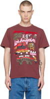 Maison Kitsuné Burgundy Bill Rebholz Edition 'los Angeles' T-shirt In P596 Wine Lees