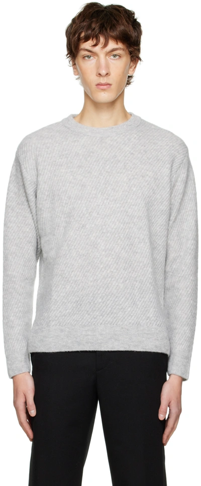 Solid Homme Gray Diagonal Sweater In 610g Grey