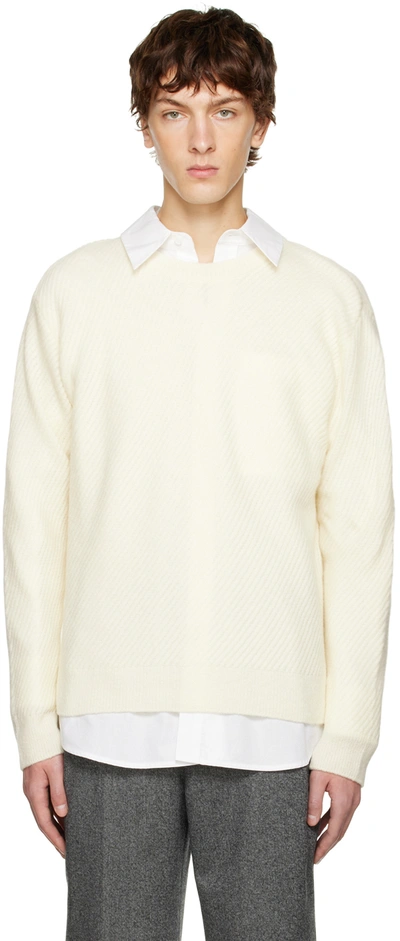Solid Homme Beige Diagonal Sweater In 611i Ivory