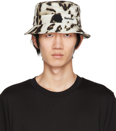 Moncler Genius Beige Barbour Leopard Print Waxed Bucket Hat