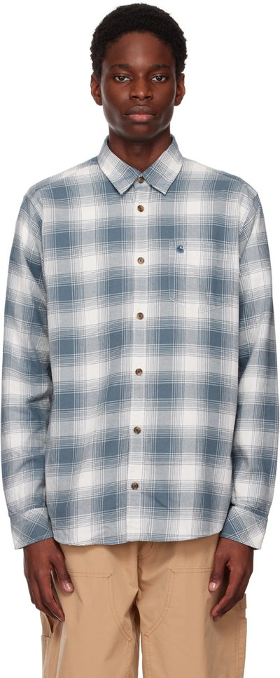 Carhartt Deaver Checked Garment-dyed Brushed Cotton-twill Shirt In Blue