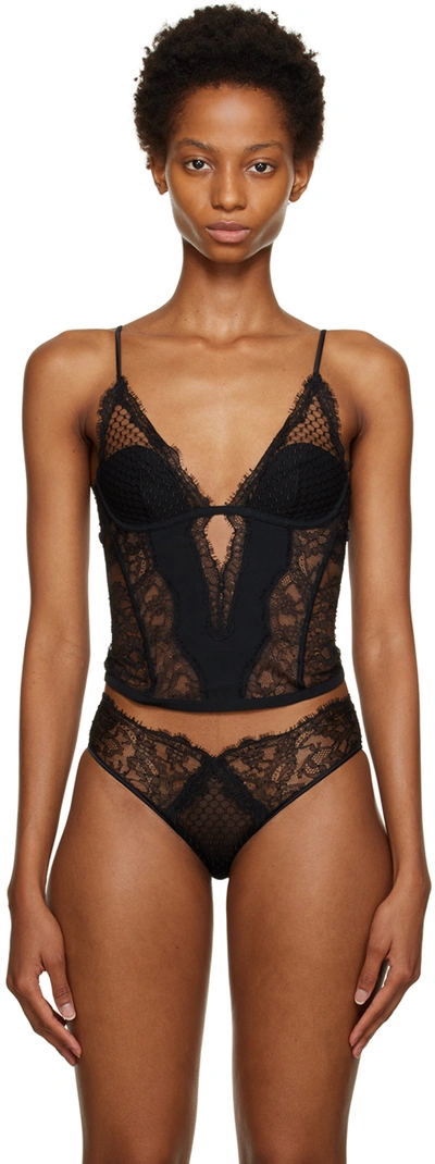 La Perla Black Honeycomb Shadows Corset In B010 Onyx