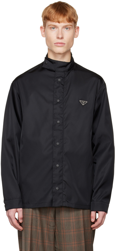 Prada `re-nylon` Long Sleeves Shirt Jacket In Black