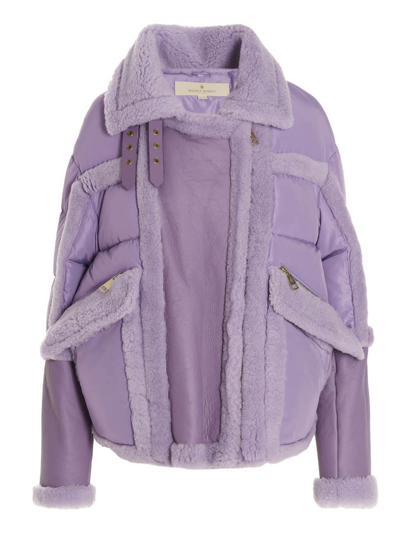 Nicole Benisti Shearling Cropped Puffer Jacket In Purple