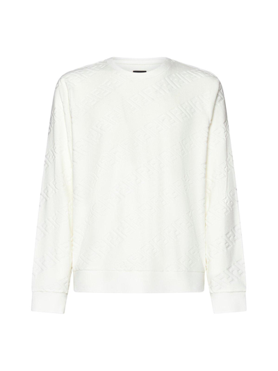 Fendi Chenille Crewneck Sweatshirt In White