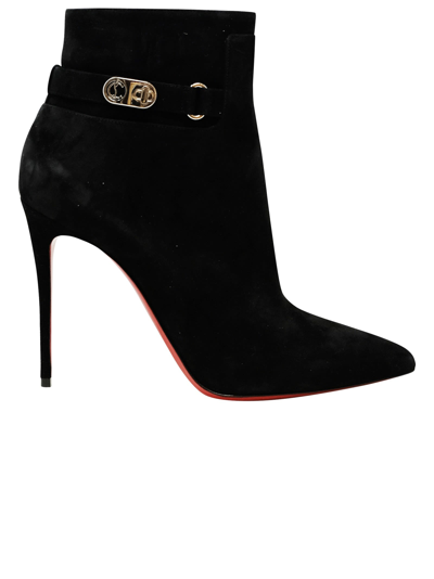 Christian Louboutin Lock So Kate 100 Suede Ankle Boots In Black