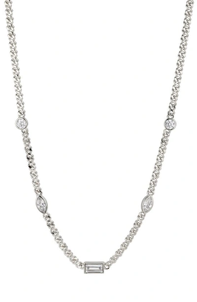 Nadri Coco Cubic Zirconia Station Choker Necklace In Rhodium