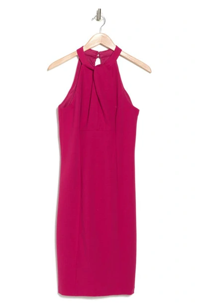 Julia Jordan Twist Neck Sheath Dress In Pomegranate