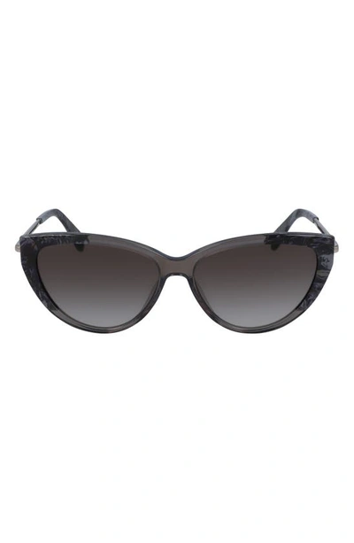 Longchamp Heritage 56mm Rectangular Sunglasses In Slate Grey/ Black Print