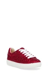 Betsey Johnson Sidny Crystal Sneaker In Red