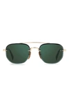 David Beckham Eyewear 53mm Geometric Sunglasses In Gold Havana / Green Mirror
