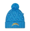 New Era Powder Blue Los Angeles Chargers Toasty Cuffed Knit Hat With Pom In Powder Blue