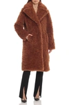 Avec Les Filles Cozy Faux Fur Coat In Rootbeer