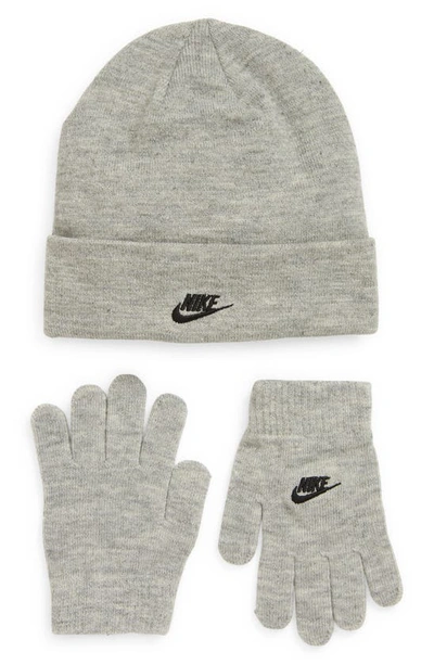 Nike Kids' Embroidered Logo Knit Gloves In Dark Grey Heather