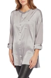 Lyssé Eco Satin Tunic Shirt In Tinted Silver