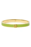 Tory Burch Kira Enamel Hinge Bracelet In Tory Gold / Green Citrine