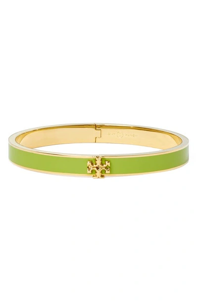 Tory Burch Kira Enamel Hinge Bracelet In Tory Gold / Green Citrine