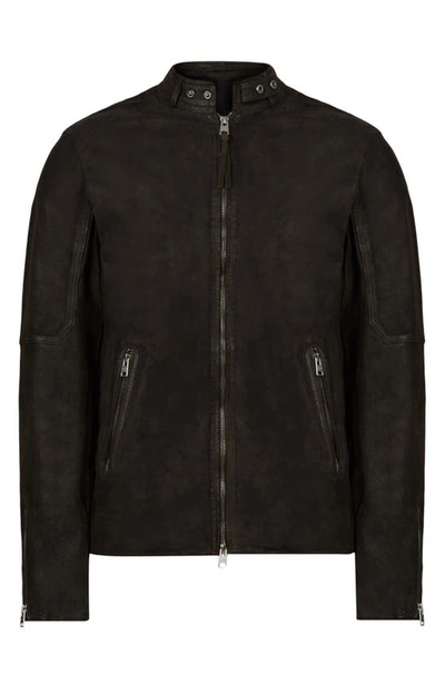 Allsaints Cora Leather Jacket In Anthracite Grey