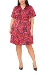 VINCE CAMUTO FLORAL COLLARED WRAP DRESS