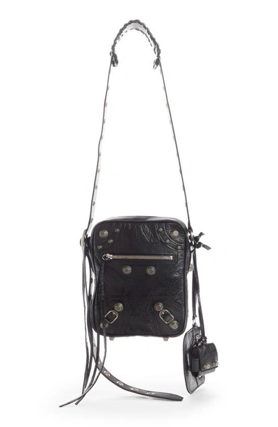 Balenciaga Le Cagole Leather Crossbody Bag In Black