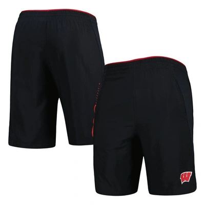 UNDER ARMOUR UNDER ARMOUR BLACK WISCONSIN BADGERS WOVEN SHORTS