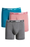 Nike Dri-fit Essential 3-pack Stretch Cotton Boxer Briefs In Bright Spruce