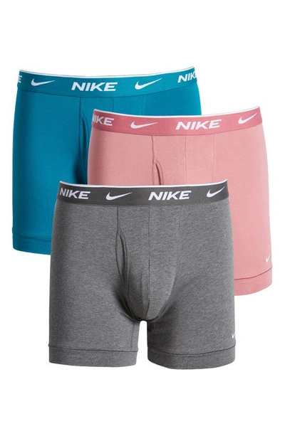 Nike Dri-fit Essential 3-pack Stretch Cotton Boxer Briefs In Bright Spruce
