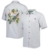 Tommy Bahama Gray New England Patriots Coconut Point Frondly Fan Camp Islandzone Button-up Shirt In Gray