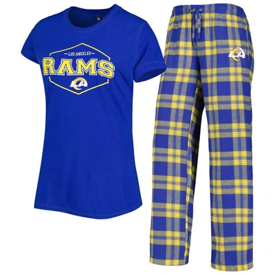 Concepts Sport Women's  Navy, Gold Los Angeles Rams Badge T-shirt And Pants Sleep Set In Navy,gold