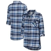 Concepts Sport Deep Sea Blue Seattle Kraken Mainstay Flannel Full-button Long Sleeve Nightshirt In Navy