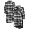 CONCEPTS SPORT CONCEPTS SPORT BLACK VEGAS GOLDEN KNIGHTS MAINSTAY FLANNEL FULL-BUTTON LONG SLEEVE NIGHTSHIRT