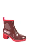 Kate Spade Puddle Vinyl Zip Rain Booties In Brandy/black/parch