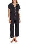 Eberjey Gisele Jersey Knit Crop Pajamas In Black/ Sorbet Pink