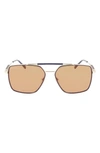 Ferragamo 59mm Rectangular Sunglasses In Gold/blue