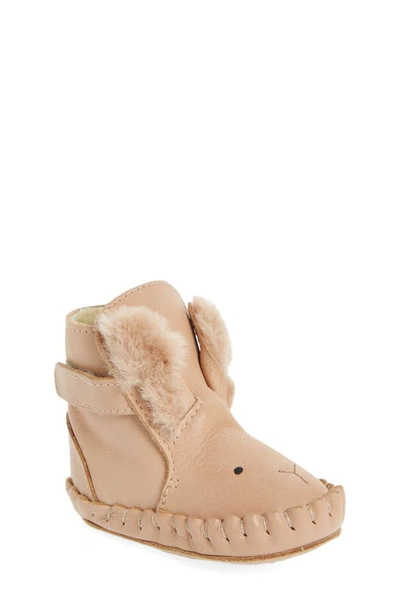 Donsje Girls Pink Leather Bunny Boots In Light Rust Leather