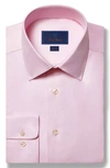 David Donahue Trim Fit Micro Diamond Dobby Dress Shirt In Pink/ White