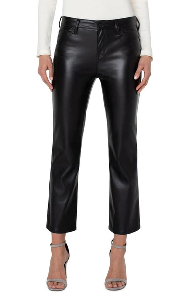 Liverpool Los Angeles Hannah Ankle Flare Faux Leather Trousers In Black