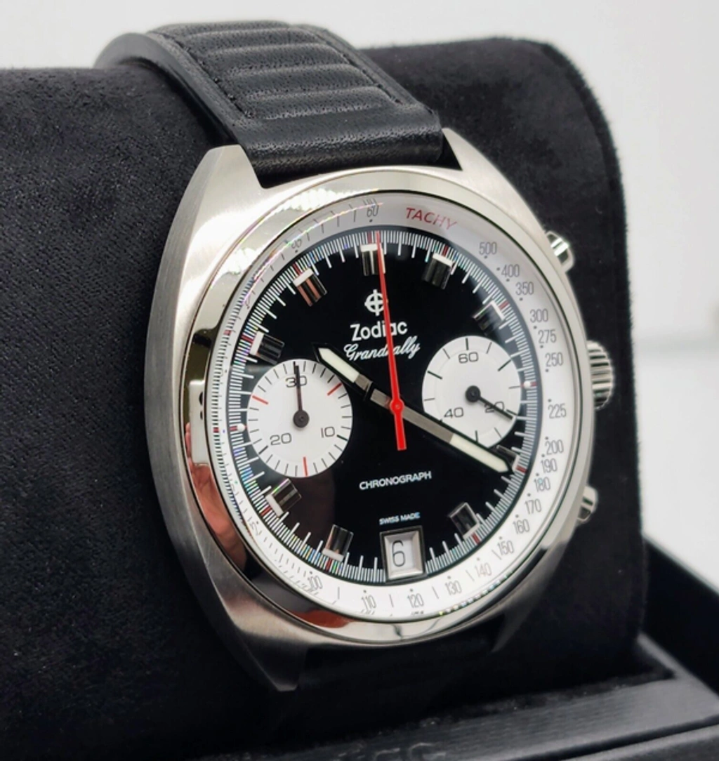 コスモパリのお散歩 Pre-owned Zodiac Grandrally Silver Tone Quartz Black Leather Band