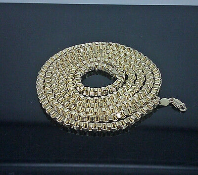 Pre-owned Globalwatches10 Real 10k Yellow Gold Byzantine Chain Necklace 28" Inch 3mm